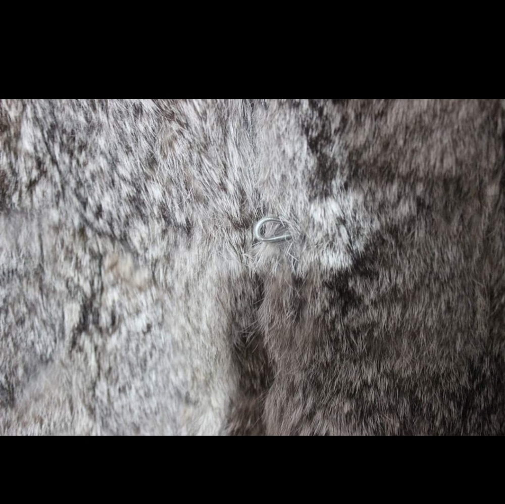 Grey Patchwork Rabbit Fur Coat - image 3
